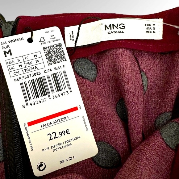 MNG Casual Womens Red/Black Polka Dot Skirt Sz S - Picture 5 of 5